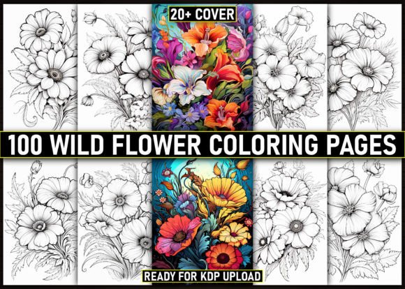100 Wild Flower Coloring Pages for KDP