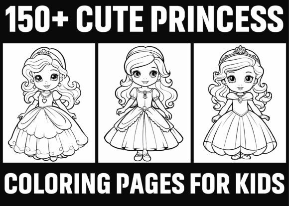 150 Cute Princess Coloring Pages - KDP