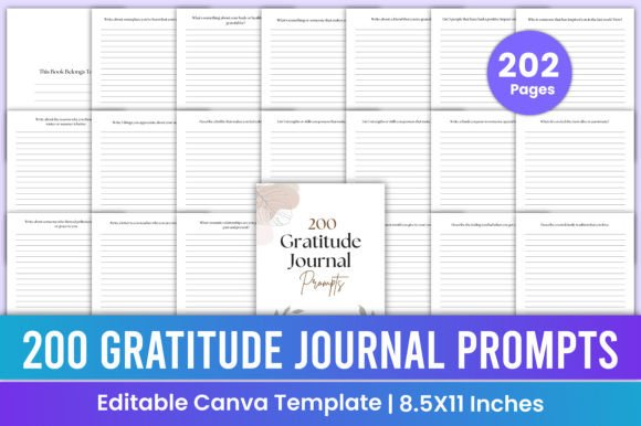 200 Gratitude Journal Prompts Canva Kdp