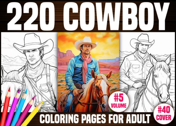 220 Cowboy Coloring Pages for Adults Kdp