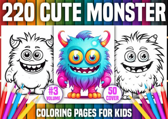 220 Cute Monster Coloring Pages - KDP