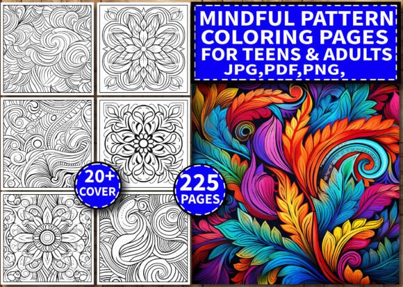 225 Mindful Pattern Coloring Pages - KDP