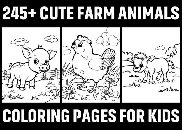 245 Cute Farm Animals Coloring Pages KDP