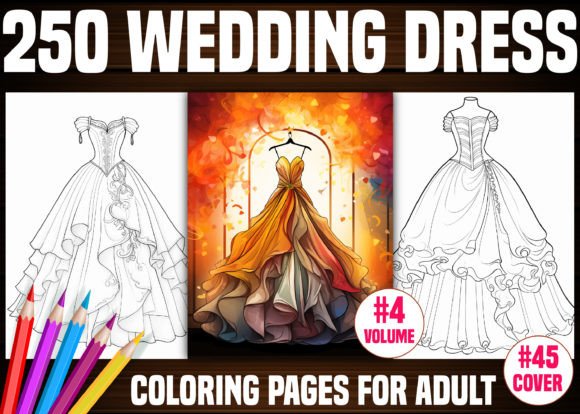 250 Wedding Dress Coloring Pages - KDP