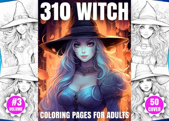 310 Witch Coloring Pages for Adults- KDP