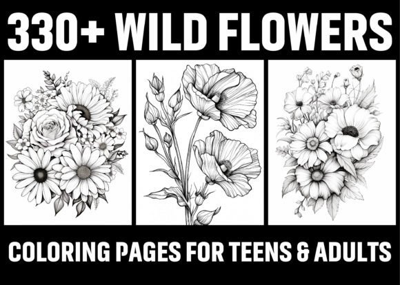 330 Wild Flowers Coloring Pages KDP