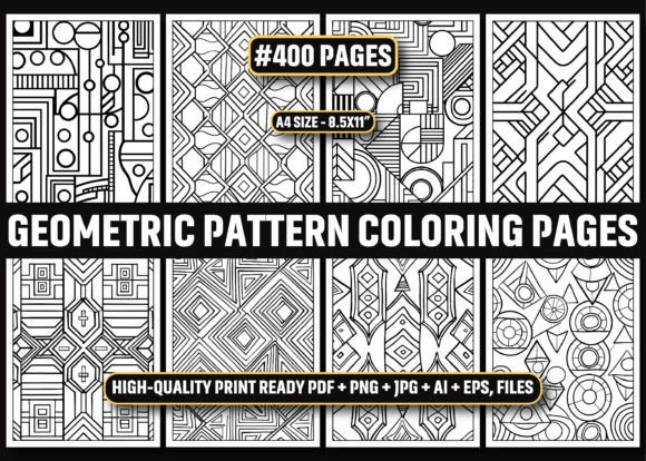 400 Geometric Pattern Coloring Pages KDP