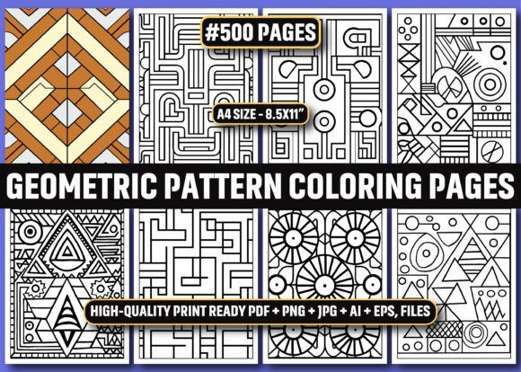 500 Geometric Pattern Coloring Pages KDP