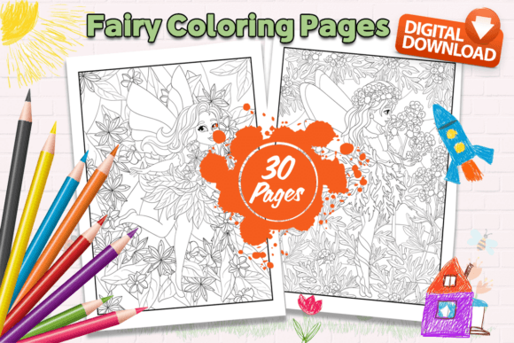 Cute Fairy Coloring Pages for Kids KDP