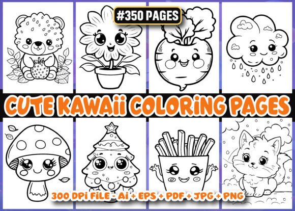 Cute Kawaii Coloring Pages for Kids KDP