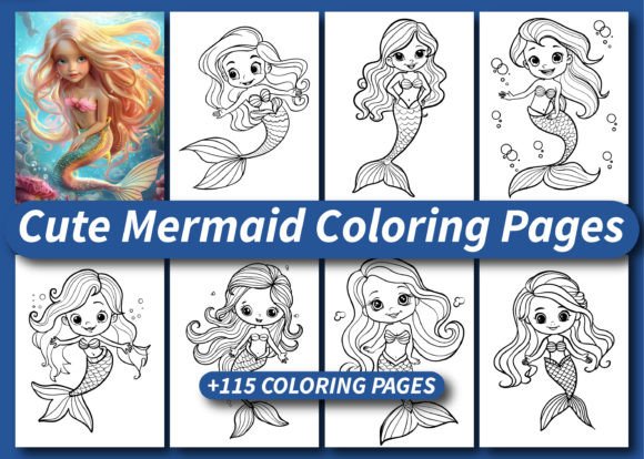 Cute Mermaid Coloring Book for Kids KDP